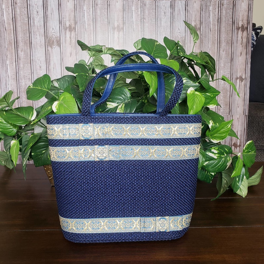 J.R. - Embroidered Blue & Gold Hand Bag